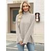 imageANRABESS Women Oversized Turtleneck Long Sleeve Fuzzy Knit Slit Side Chunky Warm Pullover Sweaters 2025Beige