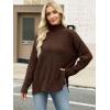 imageANRABESS Women Oversized Turtleneck Long Sleeve Fuzzy Knit Slit Side Chunky Warm Pullover Sweaters 2025Deep Brown