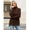 imageANRABESS Women Oversized Turtleneck Long Sleeve Fuzzy Knit Slit Side Chunky Warm Pullover Sweaters 2025Deep Brown