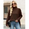 imageANRABESS Women Oversized Turtleneck Long Sleeve Fuzzy Knit Slit Side Chunky Warm Pullover Sweaters 2025Deep Brown