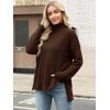 imageANRABESS Women Oversized Turtleneck Long Sleeve Fuzzy Knit Slit Side Chunky Warm Pullover Sweaters 2025Deep Brown