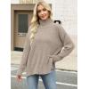 imageANRABESS Women Oversized Turtleneck Long Sleeve Fuzzy Knit Slit Side Chunky Warm Pullover Sweaters 2025Light Khaki