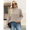 imageANRABESS Women Oversized Turtleneck Long Sleeve Fuzzy Knit Slit Side Chunky Warm Pullover Sweaters 2025Light Khaki