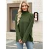 imageANRABESS Women Oversized Turtleneck Long Sleeve Fuzzy Knit Slit Side Chunky Warm Pullover Sweaters 2025Olive Green