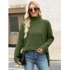 imageANRABESS Women Oversized Turtleneck Long Sleeve Fuzzy Knit Slit Side Chunky Warm Pullover Sweaters 2025Olive Green
