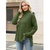 imageANRABESS Women Oversized Turtleneck Long Sleeve Fuzzy Knit Slit Side Chunky Warm Pullover Sweaters 2025Olive Green