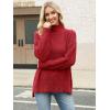 imageANRABESS Women Oversized Turtleneck Long Sleeve Fuzzy Knit Slit Side Chunky Warm Pullover Sweaters 2025Red