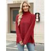 imageANRABESS Women Oversized Turtleneck Long Sleeve Fuzzy Knit Slit Side Chunky Warm Pullover Sweaters 2025Red