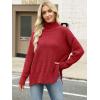 imageANRABESS Women Oversized Turtleneck Long Sleeve Fuzzy Knit Slit Side Chunky Warm Pullover Sweaters 2025Red