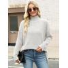 imageANRABESS Women Oversized Turtleneck Long Sleeve Fuzzy Knit Slit Side Chunky Warm Pullover Sweaters 2025White