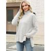 imageANRABESS Women Oversized Turtleneck Long Sleeve Fuzzy Knit Slit Side Chunky Warm Pullover Sweaters 2025White