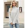 imageANRABESS Women Oversized Turtleneck Long Sleeve Fuzzy Knit Slit Side Chunky Warm Pullover Sweaters 2025White