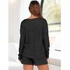 imageANRABESS Womens 2 Piece Lounge Pajama Sets Casual Ribbed Long Sleeve Top Matching Shorts Sleepwear PJ Set 2025 Fall OutfitsBlack