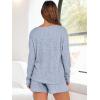 imageANRABESS Womens 2 Piece Lounge Pajama Sets Casual Ribbed Long Sleeve Top Matching Shorts Sleepwear PJ Set 2025 Fall OutfitsBlue