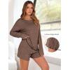 imageANRABESS Womens 2 Piece Lounge Pajama Sets Casual Ribbed Long Sleeve Top Matching Shorts Sleepwear PJ Set 2025 Fall OutfitsBrown