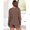 imageANRABESS Womens 2 Piece Lounge Pajama Sets Casual Ribbed Long Sleeve Top Matching Shorts Sleepwear PJ Set 2025 Fall OutfitsBrown