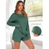 imageANRABESS Womens 2 Piece Lounge Pajama Sets Casual Ribbed Long Sleeve Top Matching Shorts Sleepwear PJ Set 2025 Fall OutfitsGreen