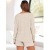 imageANRABESS Womens 2 Piece Lounge Pajama Sets Casual Ribbed Long Sleeve Top Matching Shorts Sleepwear PJ Set 2025 Fall OutfitsLight Khaki