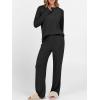 imageANRABESS Womens 2 Piece Lounge Pajama Sets Ribbed Knit Long Sleeve Tunic Tops Matching Pants Casual Fall Sleepwear OutfitsBlack