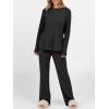 imageANRABESS Womens 2 Piece Lounge Pajama Sets Ribbed Knit Long Sleeve Tunic Tops Matching Pants Casual Fall Sleepwear OutfitsBlack
