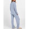imageANRABESS Womens 2 Piece Lounge Pajama Sets Ribbed Knit Long Sleeve Tunic Tops Matching Pants Casual Fall Sleepwear OutfitsBlue
