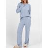 imageANRABESS Womens 2 Piece Lounge Pajama Sets Ribbed Knit Long Sleeve Tunic Tops Matching Pants Casual Fall Sleepwear OutfitsBlue