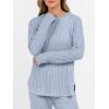 imageANRABESS Womens 2 Piece Lounge Pajama Sets Ribbed Knit Long Sleeve Tunic Tops Matching Pants Casual Fall Sleepwear OutfitsBlue