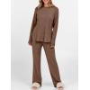 imageANRABESS Womens 2 Piece Lounge Pajama Sets Ribbed Knit Long Sleeve Tunic Tops Matching Pants Casual Fall Sleepwear OutfitsBrown