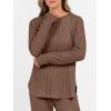imageANRABESS Womens 2 Piece Lounge Pajama Sets Ribbed Knit Long Sleeve Tunic Tops Matching Pants Casual Fall Sleepwear OutfitsBrown