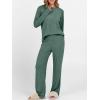imageANRABESS Womens 2 Piece Lounge Pajama Sets Ribbed Knit Long Sleeve Tunic Tops Matching Pants Casual Fall Sleepwear OutfitsGreen