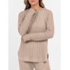 imageANRABESS Womens 2 Piece Lounge Pajama Sets Ribbed Knit Long Sleeve Tunic Tops Matching Pants Casual Fall Sleepwear OutfitsTan