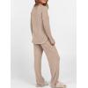 imageANRABESS Womens 2 Piece Lounge Pajama Sets Ribbed Knit Long Sleeve Tunic Tops Matching Pants Casual Fall Sleepwear OutfitsTan