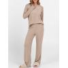 imageANRABESS Womens 2 Piece Lounge Pajama Sets Ribbed Knit Long Sleeve Tunic Tops Matching Pants Casual Fall Sleepwear OutfitsTan