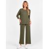imageANRABESS Womens 2 Piece Outfits 34 Sleeve Loose Tops Wide leg Pants Lounge Pajama Set Casual Travel Loungewear ClothesArmy Green