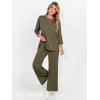 imageANRABESS Womens 2 Piece Outfits 34 Sleeve Loose Tops Wide leg Pants Lounge Pajama Set Casual Travel Loungewear ClothesArmy Green