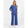 imageANRABESS Womens 2 Piece Outfits 34 Sleeve Loose Tops Wide leg Pants Lounge Pajama Set Casual Travel Loungewear ClothesBlue