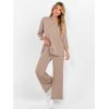 imageANRABESS Womens 2 Piece Outfits 34 Sleeve Loose Tops Wide leg Pants Lounge Pajama Set Casual Travel Loungewear ClothesLight Brown
