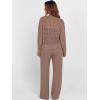 imageANRABESS Womens 2 Piece Outfits Crochet Sheer Knit Sweater Top Wide Leg Pants Lounge Sets Sweatsuit 2025 Fall Travel ClothesBrown