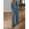 imageANRABESS Womens 2 Piece Outfits Crochet Sheer Knit Sweater Top Wide Leg Pants Lounge Sets Sweatsuit 2025 Fall Travel ClothesDark Teal