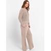 imageANRABESS Womens 2 Piece Outfits Crochet Sheer Knit Sweater Top Wide Leg Pants Lounge Sets Sweatsuit 2025 Fall Travel ClothesLight Brown