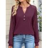 imageANRABESS Womens Lace Long Sleeve Shirts V Neck Henley Tops Dressy Casual Blouses 2025 Fall Fashion Travel OutfitsBurgundy