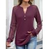 imageANRABESS Womens Lace Long Sleeve Shirts V Neck Henley Tops Dressy Casual Blouses 2025 Fall Fashion Travel OutfitsBurgundy