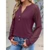 imageANRABESS Womens Lace Long Sleeve Shirts V Neck Henley Tops Dressy Casual Blouses 2025 Fall Fashion Travel OutfitsBurgundy