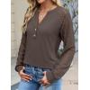imageANRABESS Womens Lace Long Sleeve Shirts V Neck Henley Tops Dressy Casual Blouses 2025 Fall Fashion Travel OutfitsCoffee Grey