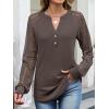 imageANRABESS Womens Lace Long Sleeve Shirts V Neck Henley Tops Dressy Casual Blouses 2025 Fall Fashion Travel OutfitsCoffee Grey
