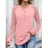 imageANRABESS Womens Lace Long Sleeve Shirts V Neck Henley Tops Dressy Casual Blouses 2025 Fall Fashion Travel OutfitsCoral Pink