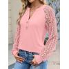 imageANRABESS Womens Lace Long Sleeve Shirts V Neck Henley Tops Dressy Casual Blouses 2025 Fall Fashion Travel OutfitsCoral Pink