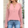 imageANRABESS Womens Lace Long Sleeve Shirts V Neck Henley Tops Dressy Casual Blouses 2025 Fall Fashion Travel OutfitsCoral Pink