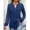 imageANRABESS Womens Lace Long Sleeve Shirts V Neck Henley Tops Dressy Casual Blouses 2025 Fall Fashion Travel OutfitsDeep Blue