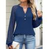 imageANRABESS Womens Lace Long Sleeve Shirts V Neck Henley Tops Dressy Casual Blouses 2025 Fall Fashion Travel OutfitsDeep Blue